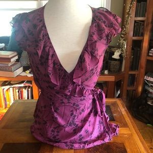 B2G1 LOVELY BANANA REPUBLIC RUFFLE WRAP BLOUSE XS!